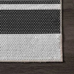 Kirklands Home Gray and Black Striped Washable Area Rug, 5x8 New