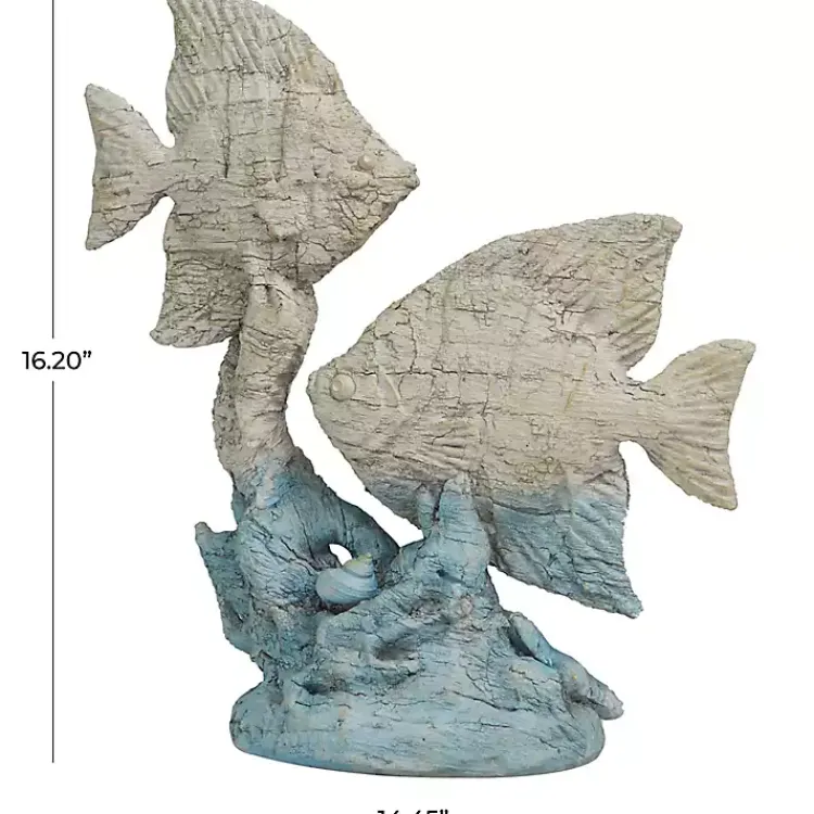 Statues & Figurines>Kirklands Home Gray and Blue Fish Statue