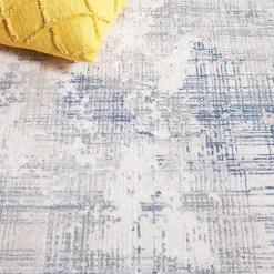 Kirklands Home Gray and Blue Whisper Abstract Area Rug, 6x6 New