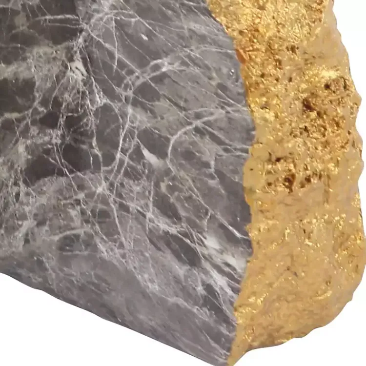 Decorative Accents>Kirklands Home Gray and Marble Geode Bookends, Set of 2 Gold