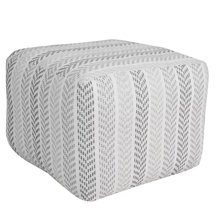 Poufs & Floor Cushions>Kirklands Home Gray and White Chevron Cotton Pouf