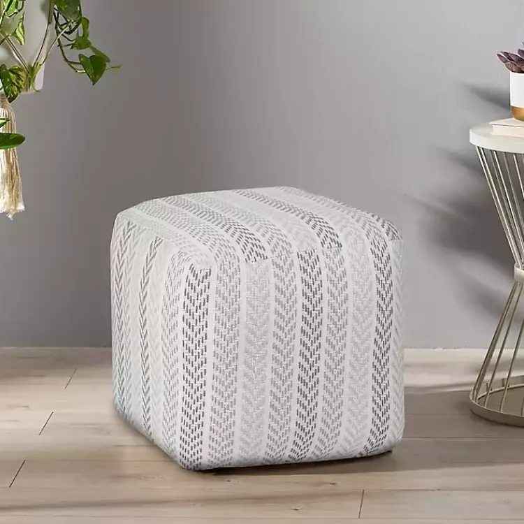 Poufs & Floor Cushions>Kirklands Home Gray and White Chevron Cotton Pouf