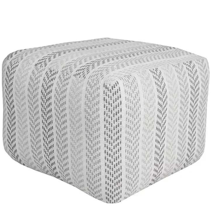 Poufs & Floor Cushions>Kirklands Home Gray and White Chevron Cotton Pouf