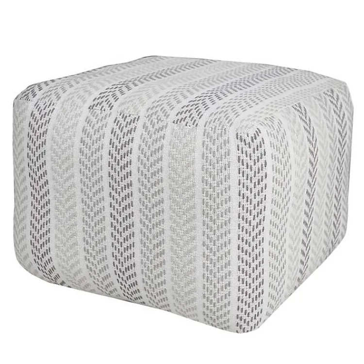 Poufs & Floor Cushions>Kirklands Home Gray and White Chevron Cotton Pouf