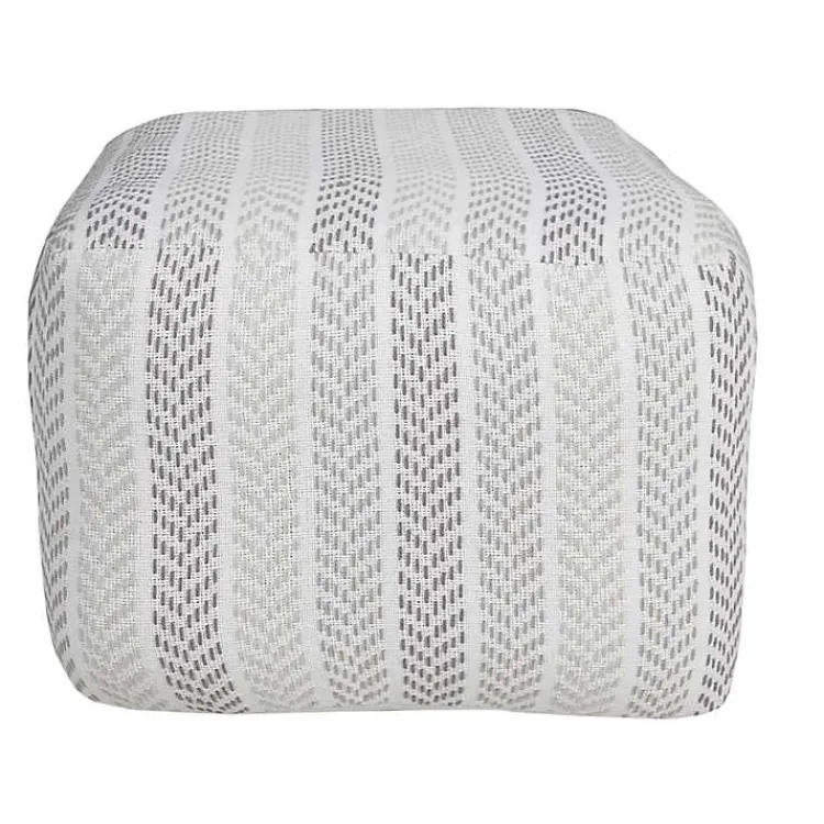 Poufs & Floor Cushions>Kirklands Home Gray and White Chevron Cotton Pouf