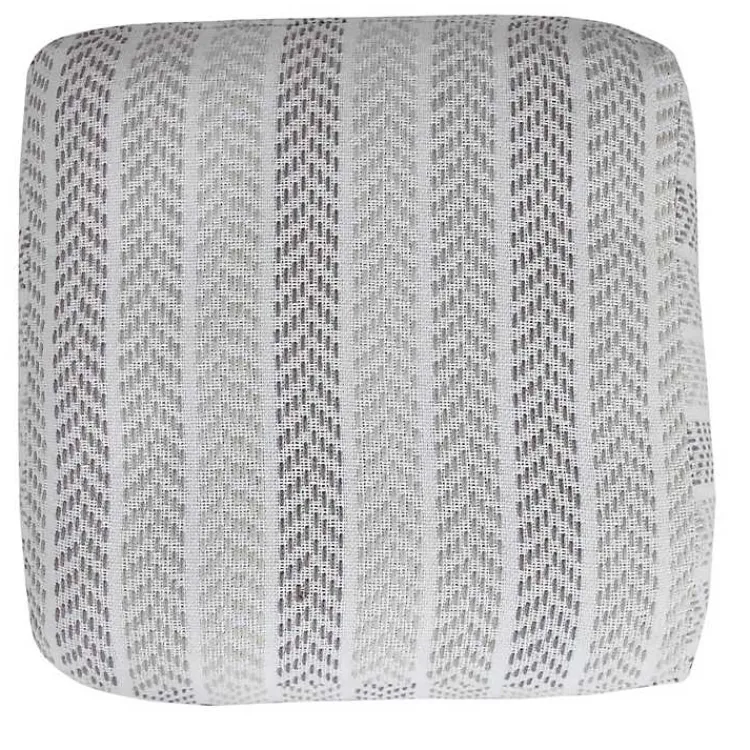 Poufs & Floor Cushions>Kirklands Home Gray and White Chevron Cotton Pouf