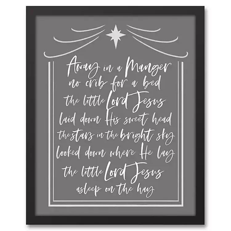 Christmas Art & Wall Decor>Kirklands Home Gray Away in a Manger Framed Canvas Art Print