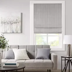 Kirklands Home Basketweave Cordless Roman Shade, 27 in. Gray Best