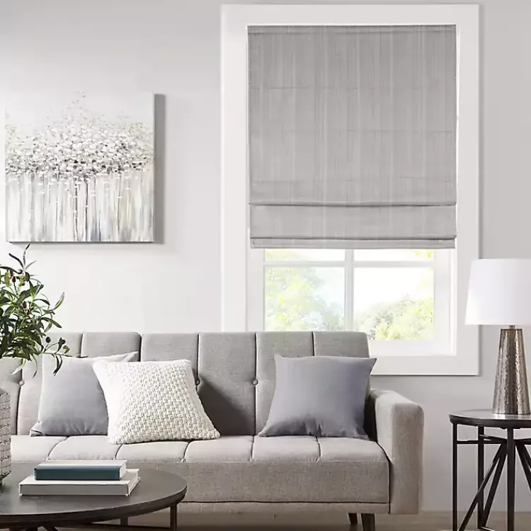Kirklands Home Basketweave Cordless Roman Shade, 31 in. Gray
