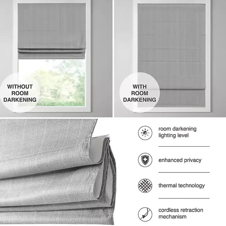 Kirklands Home Basketweave Cordless Roman Shade, 31 in. Gray