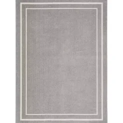 Kirklands Home Gray Bordered Indoor/Outdoor Area Rug, 6x9 Outlet