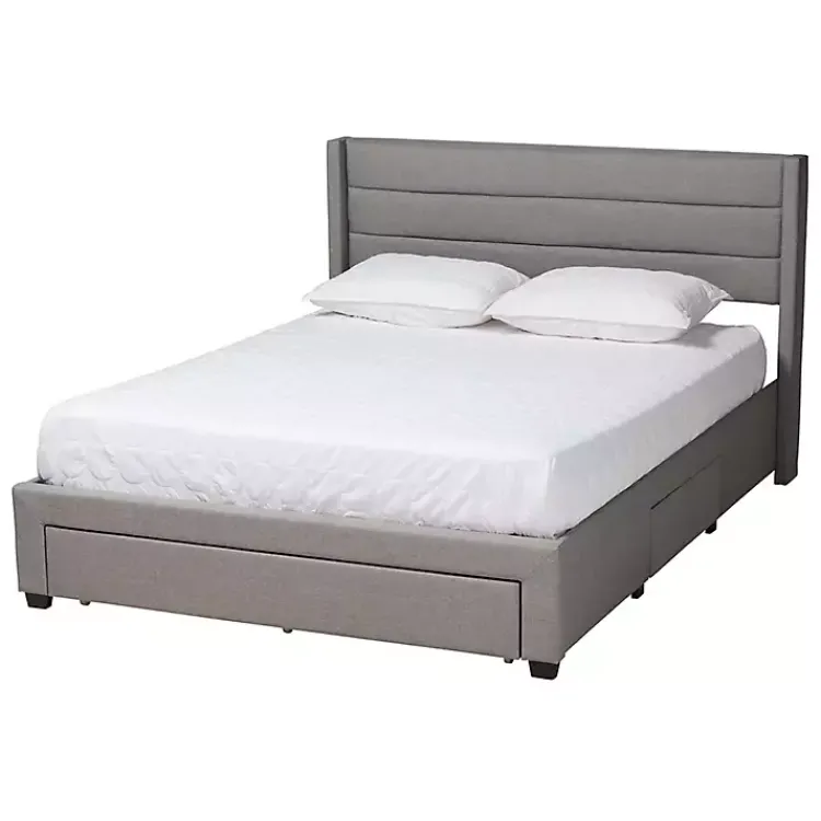 Kirklands Home Braylon Upholstered 3-Drawer Queen Bed Gray Online