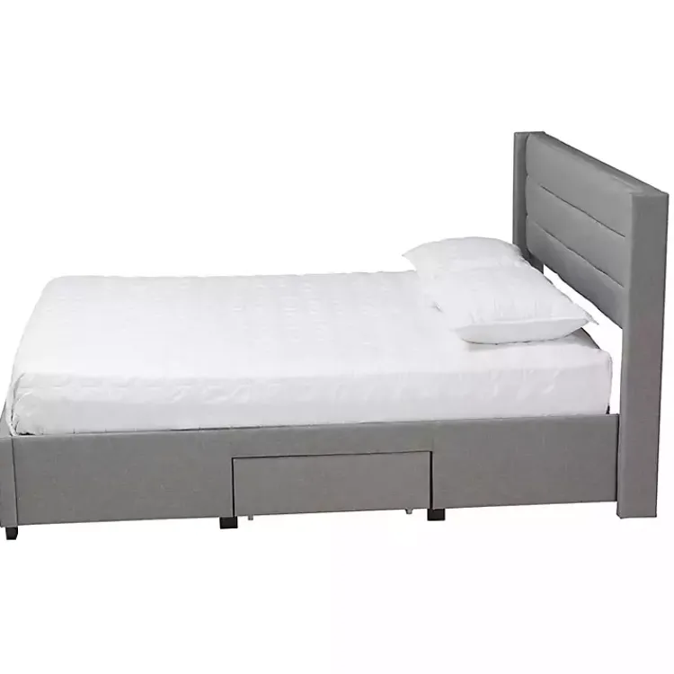 Kirklands Home Braylon Upholstered 3-Drawer Queen Bed Gray Online
