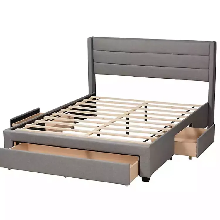 Kirklands Home Braylon Upholstered 3-Drawer Queen Bed Gray Online