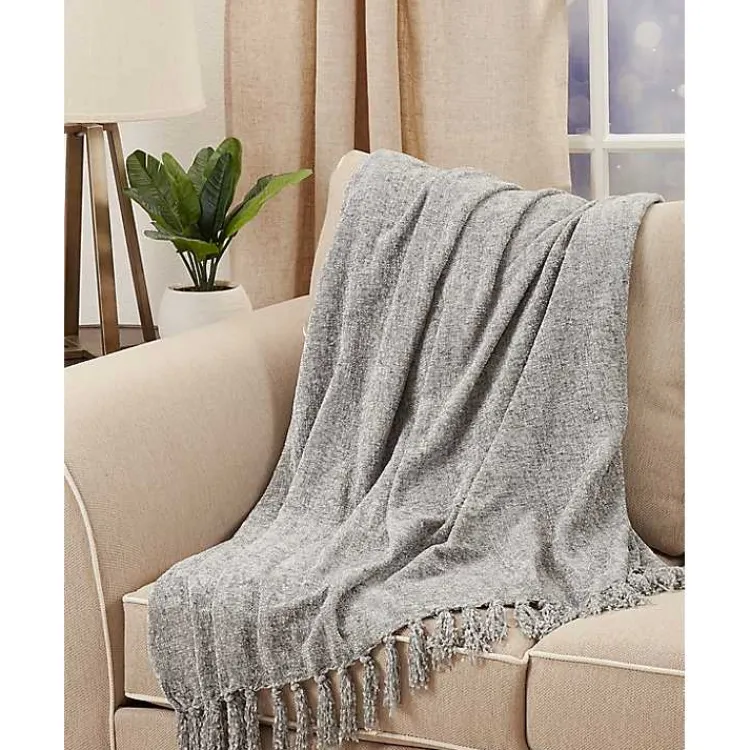 Blankets & Throws>Kirklands Home Chenille Throw with Fringe Gray