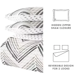 Kirklands Home Gray Chevron Reversible 3-pc. Queen Quilt Set Outlet