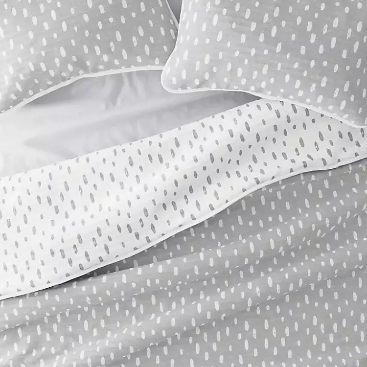 Kirklands Home Gray Dotted Reversible 3-pc. Queen Quilt Set Sale