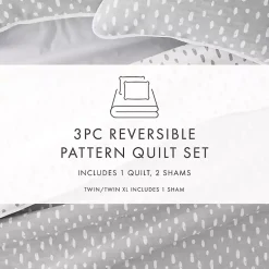 Kirklands Home Gray Dotted Reversible 3-pc. Queen Quilt Set Sale