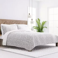 Kirklands Home Gray Dotted Reversible 3-pc. King Quilt Set Discount