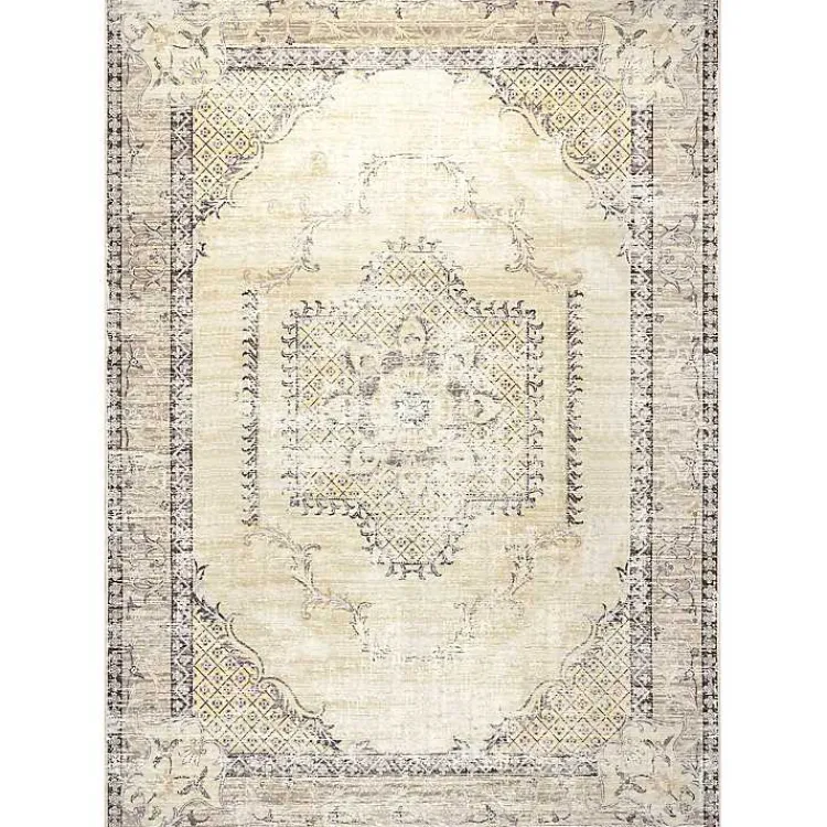 Kirklands Home Gray Faded Medallion Washable Area Rug, 4x6 New