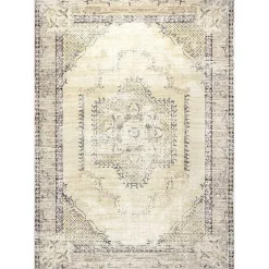Kirklands Home Gray Faded Medallion Washable Area Rug, 5x8 Best