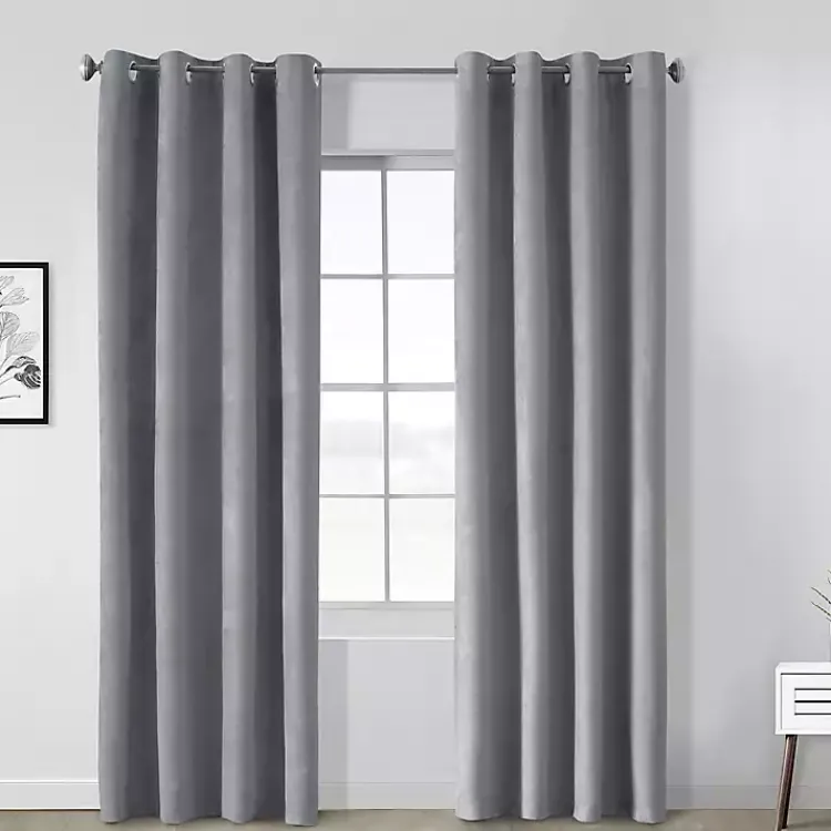 Kirklands Home Faux Suede Blackout Curtain Panel, 63 in. Gray Outlet