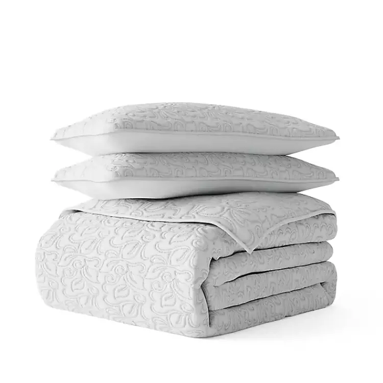 Kirklands Home Floral Stitch 3-pc. King Quilt Set Gray Online