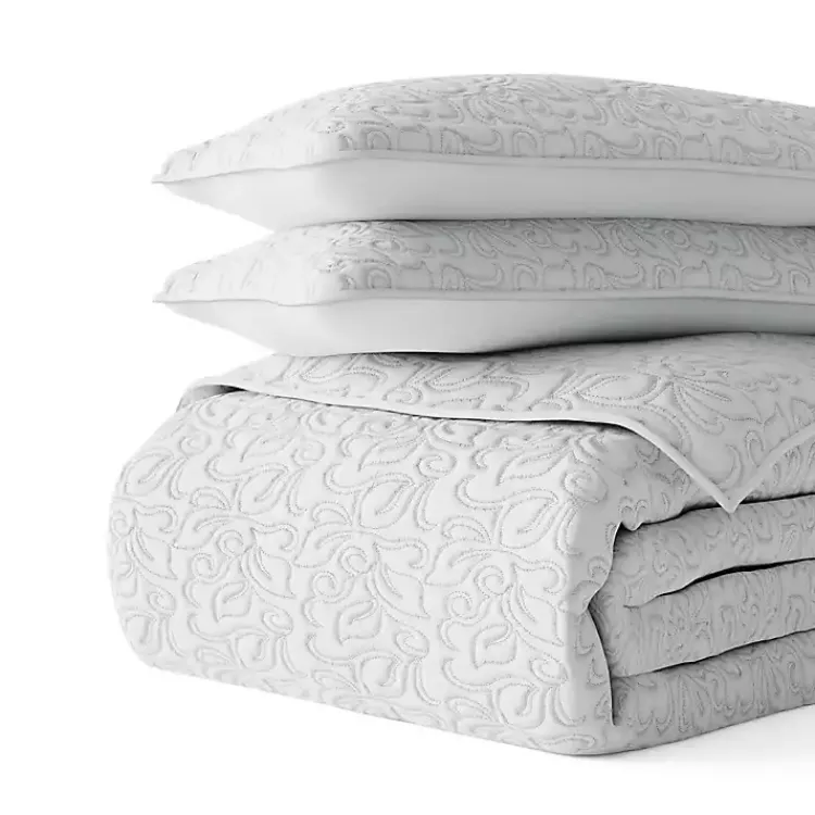 Kirklands Home Floral Stitch 3-pc. King Quilt Set Gray Online
