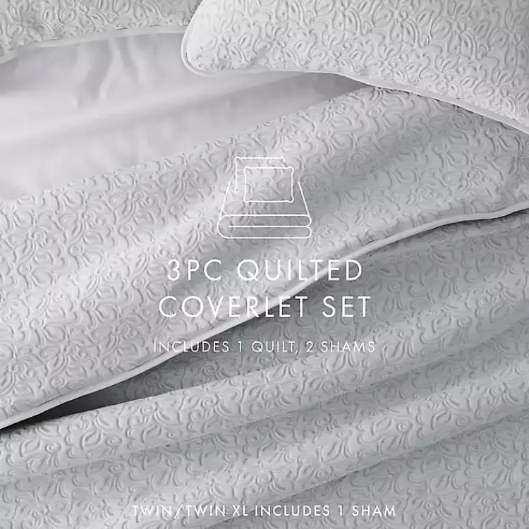 Kirklands Home Floral Stitch 3-pc. King Quilt Set Gray Online