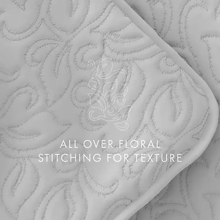 Kirklands Home Floral Stitch 3-pc. King Quilt Set Gray Online