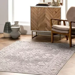 Kirklands Home Gray Geometric Medallion Washable Runner Best