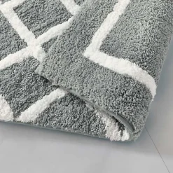 Kirklands Home Gray Geometric Pattern Reversible Bath Mat, 60 in. Sale