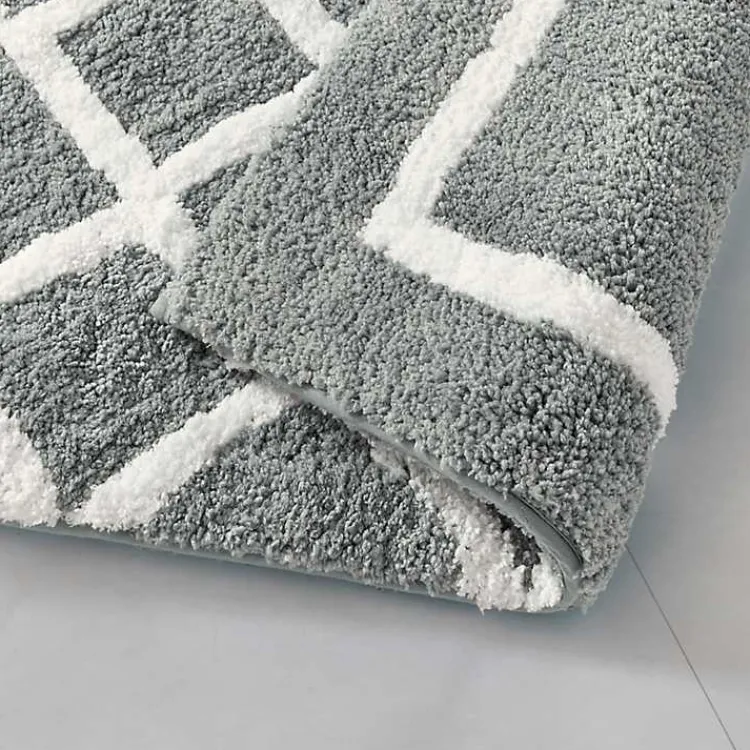 Kirklands Home Gray Geometric Pattern Reversible Bath Mat, 60 in. Sale