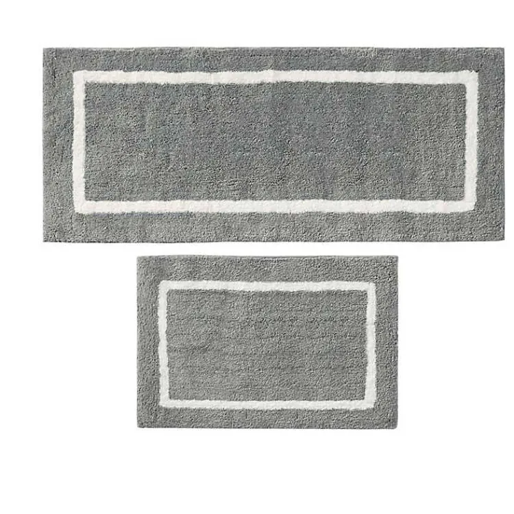 Kirklands Home Gray Geometric Pattern Reversible Bath Mat, 60 in. Sale
