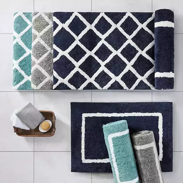 Kirklands Home Gray Geometric Pattern Reversible Bath Mat, 60 in. Sale