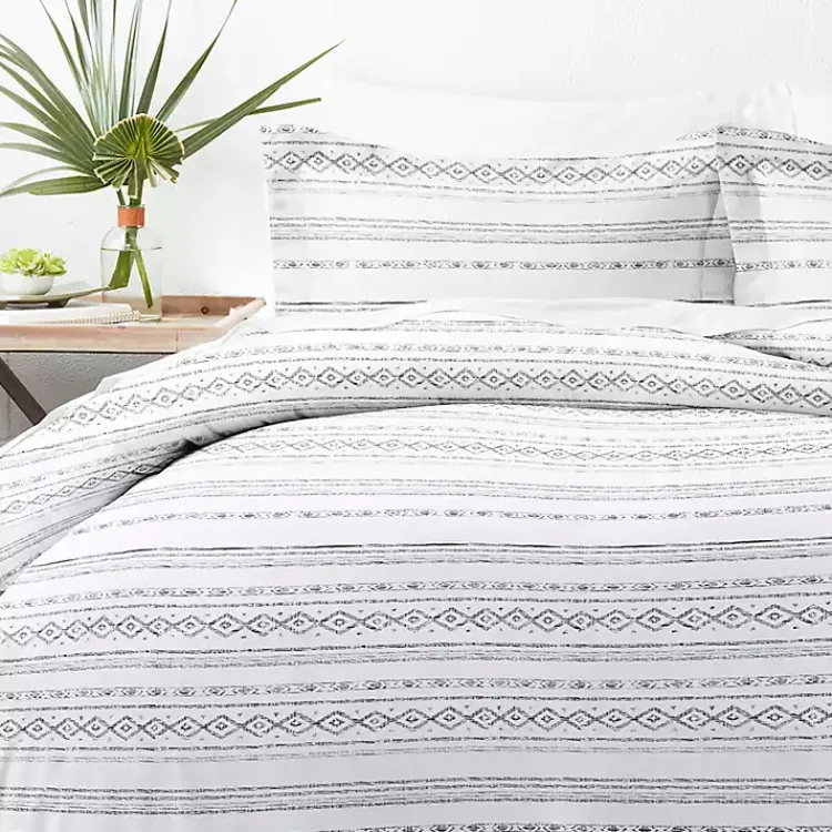 Kirklands Home Gray Geometric 3-pc. King Duvet Cover Set Sale
