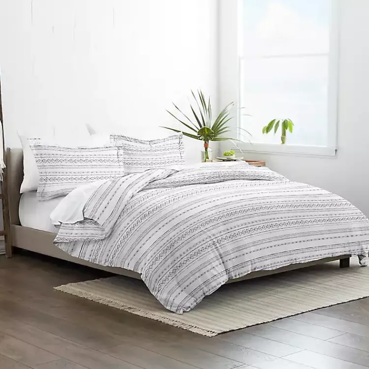 Kirklands Home Gray Geometric 3-pc. King Duvet Cover Set Sale