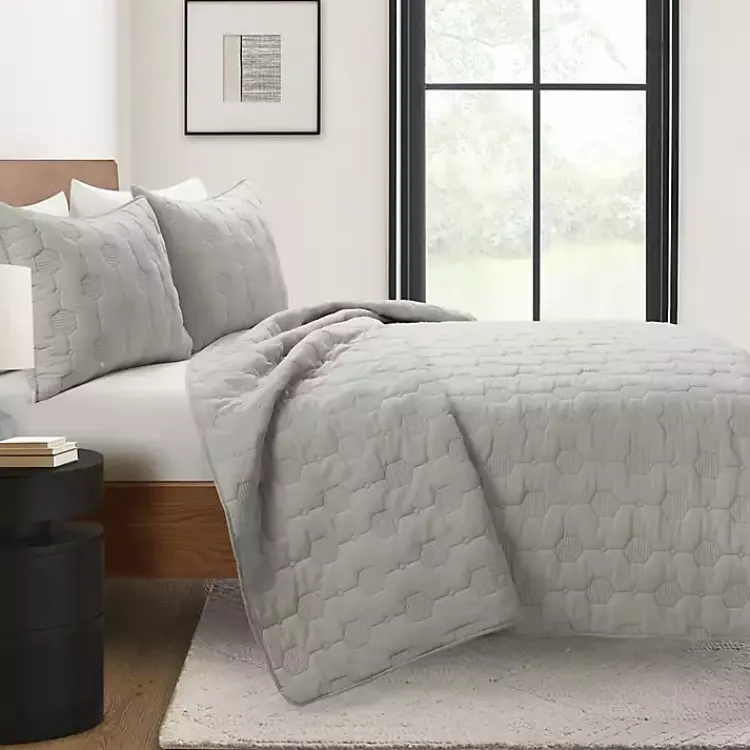 Kirklands Home Hexagon Honeycomb 3-pc. Cali King Quilt Set Gray Hot