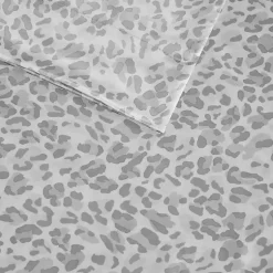 Kirklands Home Gray Leopard Print Satin 4-pc. Queen Sheet Set New