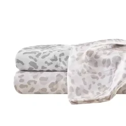 Kirklands Home Gray Leopard Print Satin 4-pc. King Sheet Set Outlet