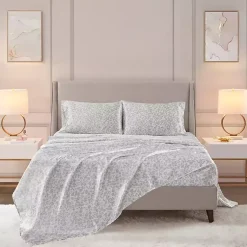 Kirklands Home Gray Leopard Print Satin 3-pc. Twin Sheet Set Outlet