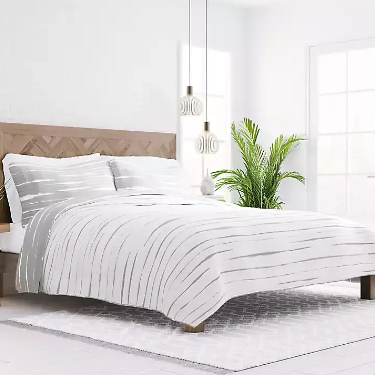 Kirklands Home Gray Linear Reversible 3-pc. Queen Quilt Set Discount