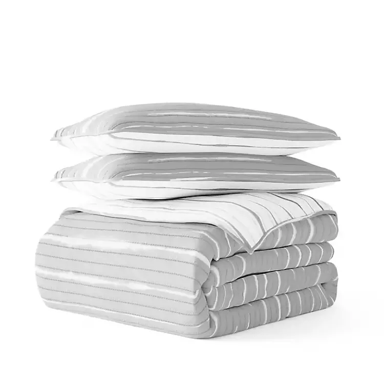 Kirklands Home Gray Linear Reversible 3-pc. Queen Quilt Set Discount