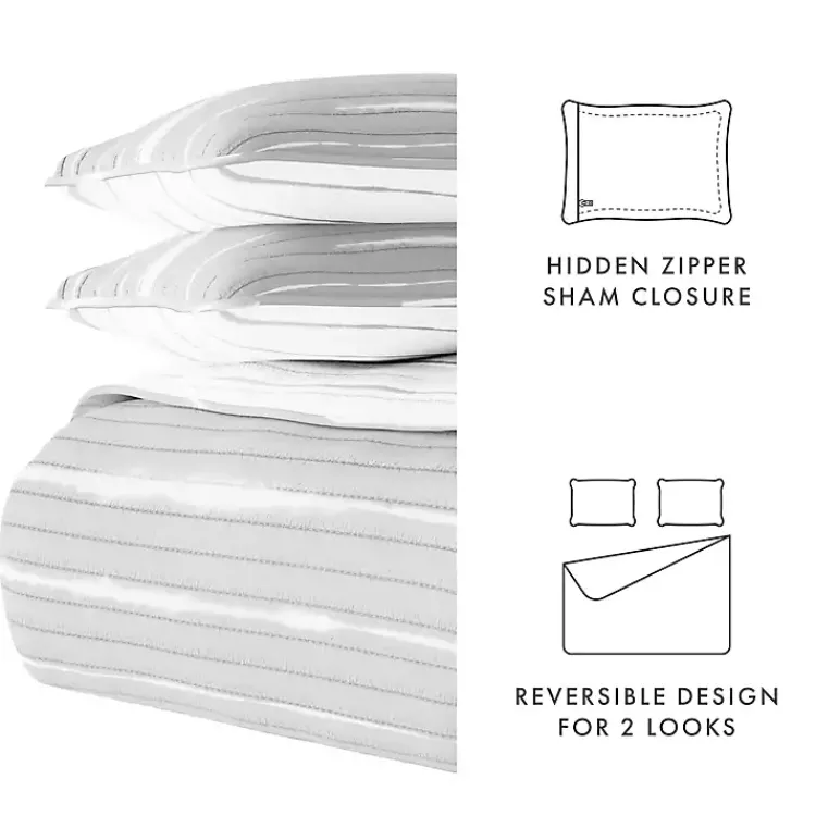Kirklands Home Gray Linear Reversible 3-pc. Queen Quilt Set Discount