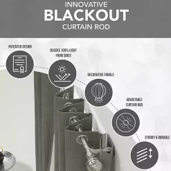 Kirklands Home Gray Metal Blackout Finial Curtain Rod, 36 in.
