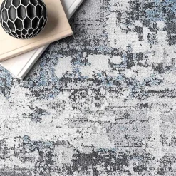 Kirklands Home Gray Modern Abstract Washable Area Rug, 3x5 Outlet
