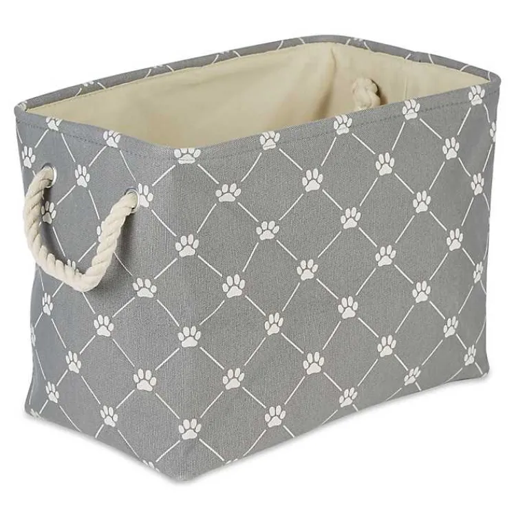 Baskets & Boxes>Kirklands Home Paw Trellis Rectangle Basket, 16 in. Gray