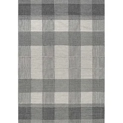 Kirklands Home Plaid Emily Henderson x RugsUSA Rug, 8x10 Gray New