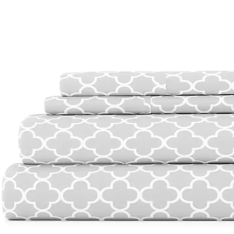 Kirklands Home Quatrefoil 4-pc. Full Sheet Set Gray