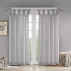 Kirklands Home Gray Rosette Tab Top Curtain Panel, 84 in. Grayr New